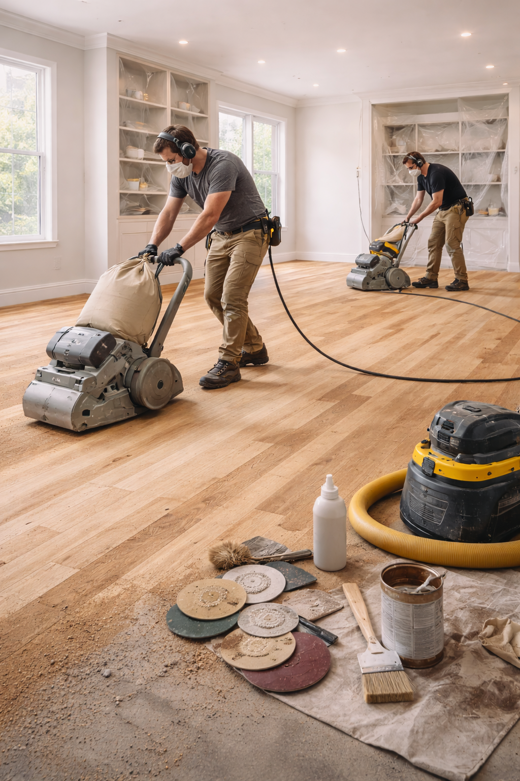 Hardwood floor refinishing and sanding work